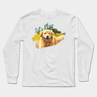 Wildflowers and Golden Retriever Impressionist Art Print Long Sleeve T-Shirt